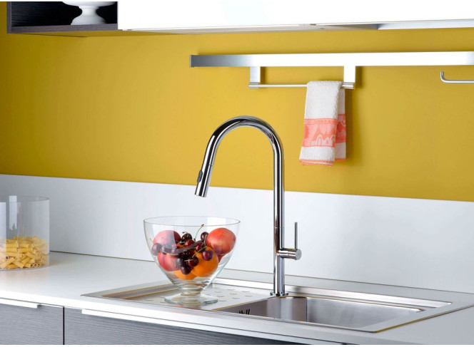 Змішувач для кухні Paffoni CHEF з поворотним виливом, 2 форсунки, Chrome (CH185CR) Фото №2 - Змішувач для кухні Paffoni CHEF з поворотним виливом, 2 форсунки, Chrome (CH185CR)