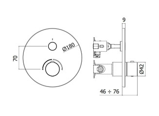 Змішувач для душу Paffoni Compact box зовнішня частина (1 функція), Steel looking (CPM013ST)