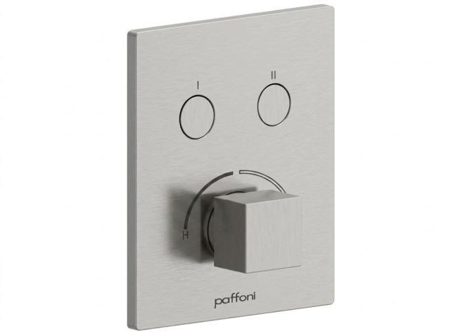 Змішувач для душу Paffoni Compact Box, зовнішня частина, 2 споживача, Steel looking (CPM518ST)