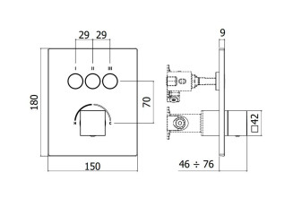 Змішувач для душу Paffoni Compact Box, зовнішня частина, 3 споживача, Matt White (CPM519BO)