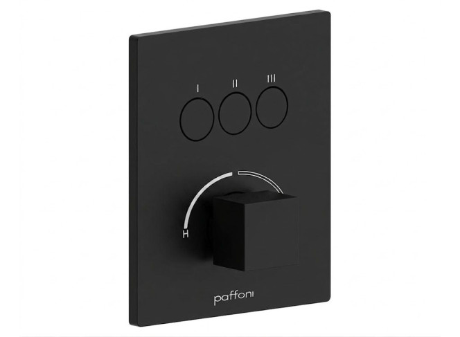 Змішувач для душу Paffoni Compact Box, зовнішня частина, 3 споживача, Matt Black (CPM519NO)