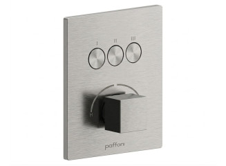 Змішувач для душу Paffoni Compact Box, зовнішня частина, 3 споживача, Steel looking (CPM519ST)