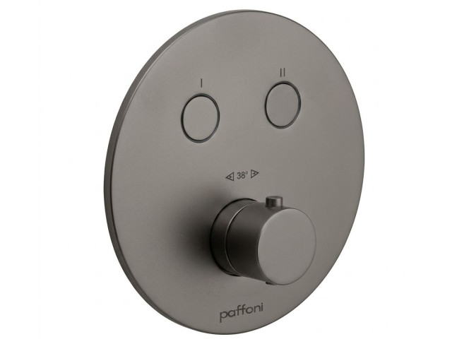 Термостат для душу Paffoni Compact Box, зовнішня частина, 2 споживача, Mercury Grey (CPT018MG)