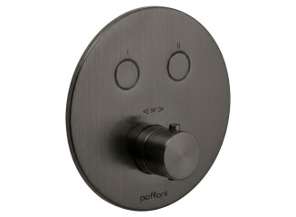 Термостат для душу Paffoni Compact Box, зовнішня частина, 2 споживача, Brushed Black Chrome (CPT018NKNSP)