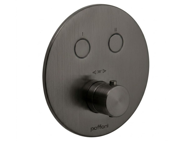 Термостат для душу Paffoni Compact Box, зовнішня частина, 2 споживача, Brushed Black Chrome (CPT018NKNSP)