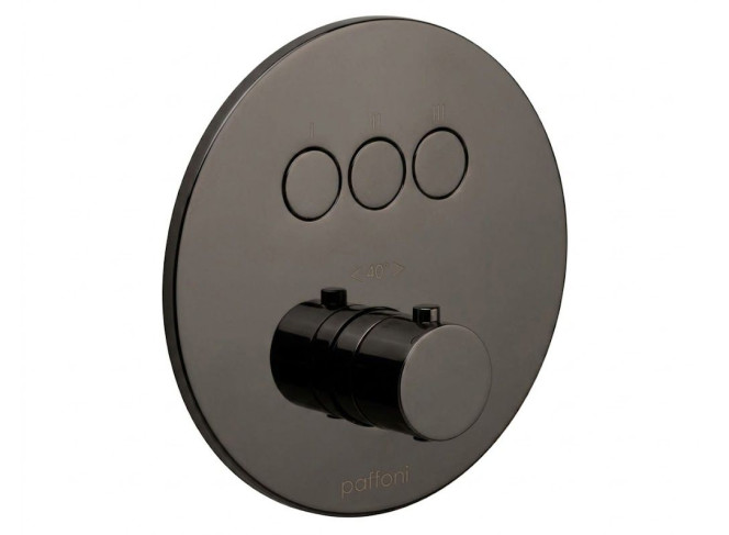 Термостат для душу Paffoni Compact Box, зовнішня частина, 3 споживача, Black Chrome (CPT019NKN)