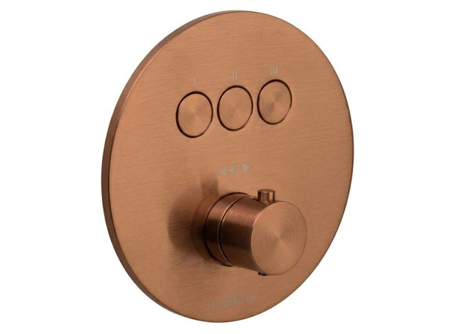 Термостат для душу Paffoni Compact Box, зовнішня частина, 3 споживача, Brushed Copper (CPT019RASP)