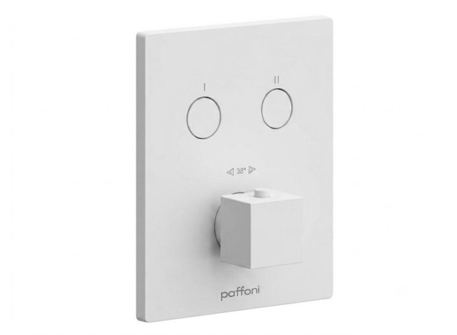 Термостат для душу Paffoni Compact box прихованого монтажу (2 функції) зовнішня частина, Bianco Opaco (CPT518BO)