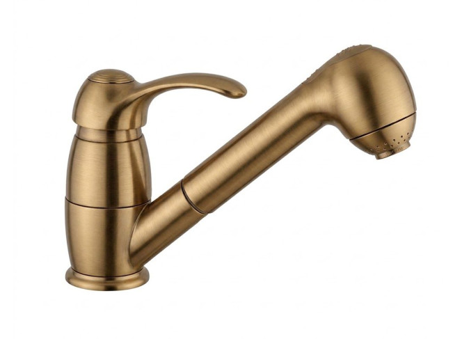 Змішувач для кухні Paffoni Flavia з висувним душем (2 форсунки), Bronze (FA183BR)