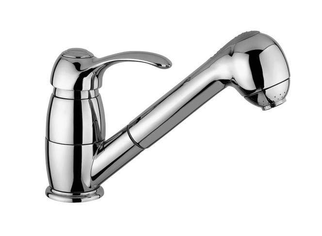 Змішувач для кухні Paffoni Flavia з висувним душем (2 форсунки), Chrome (FA183CR)