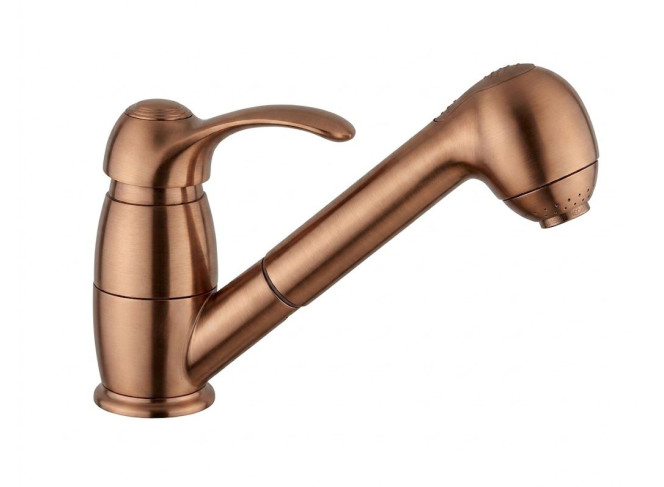 Змішувач для кухні Paffoni Flavia з висувним душем (2 форсунки), Copper (FA183RM)