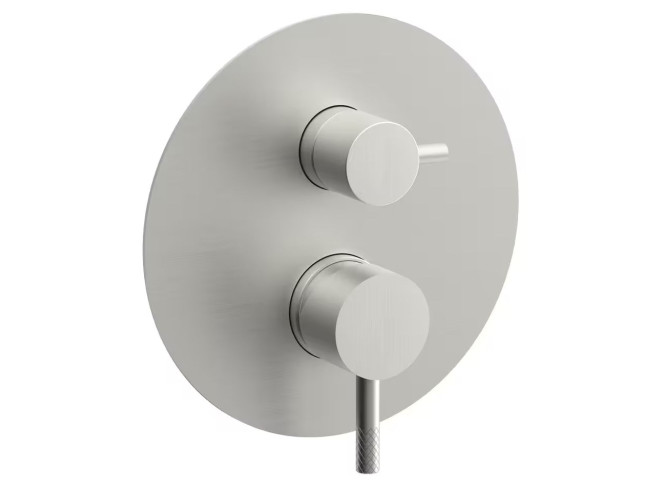 Змішувач для душу Paffoni Jolly, 2 виходи + 1комб., зовнішня частина, Steel looking (JLBOX018ST)