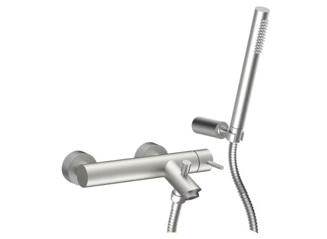 Змішувач для ванни/душу Paffoni Jolly, настінний, з душем та шлангом, Steel looking (JL023ST)