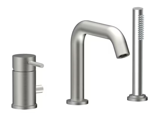 Змішувач для ванни Paffoni Jolly, врізний, 3 отвори, вилив 20 см, Steel looking (JL045ST)