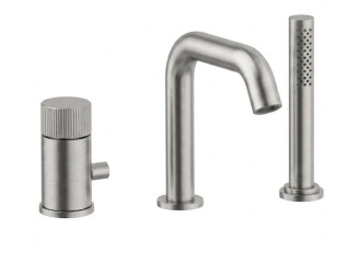 Змішувач для ванни Paffoni JO, з дивертором, 3 отвори, вилив 20 см, Steel looking (JO045ST)