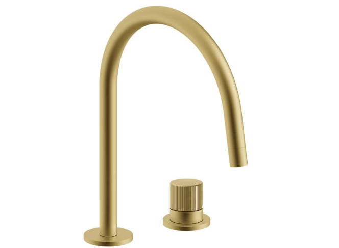 Змішувач для умивальника Paffoni JO на 2 отвори, Clic-Clac 1”1/4G, Brushed Honey Gold PVD (JO051KHGSP)