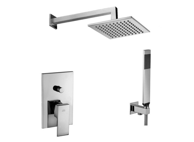 Душова система Paffoni Shower прихованого монтажу, верхній душ 20х20 см, Chrome (KITEL015CR)