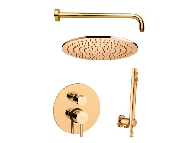 Душова система прихованого монтажу Paffoni Shower, медове золото (LIG018HG+ZSOF079HG+ZSOF034HG+ZDUP094HG) (KITLIG018HG)