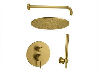 Душова система прихованого монтажу Paffoni Shower, медове золото брашоване (LIG018HGSP+ZSOF079HGSP+ZSOF034HGSP+ZDUP094HGSP) (KITLIG018HGSP)