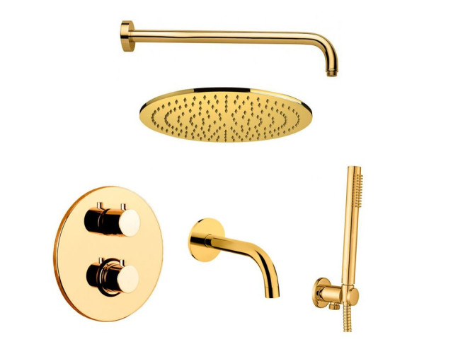 Душова система прихованого монтажу Paffoni Shower, медове золото (LIQ019HG+ZBOC139HG+ZSOF079HG+ZSOF034HG+ZDUP094HG) (KITLIQ019HG)