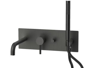 Змішувач для ванни/душу з виливом і душем Paffoni Light, Brushed Black Chrome (LIG001NKNSP)