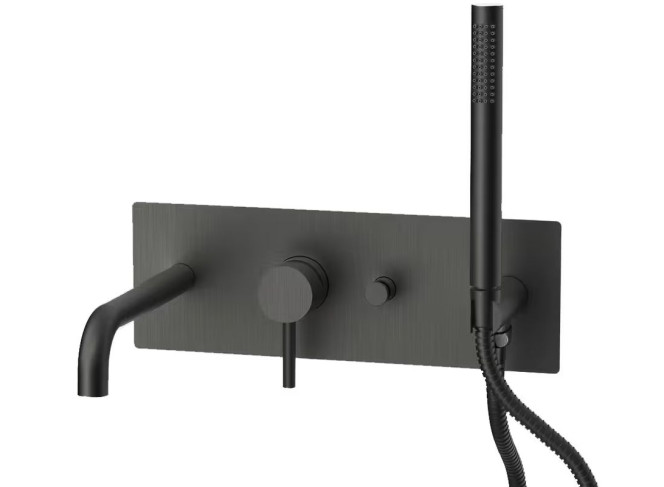 Змішувач для ванни/душу з виливом і душем Paffoni Light, Brushed Black Chrome (LIG001NKNSP)