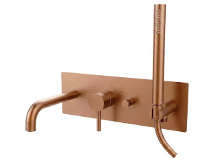 Змішувач для ванни/душу з виливом і душем Paffoni Light, Brushed Copper (LIG001RMSP)