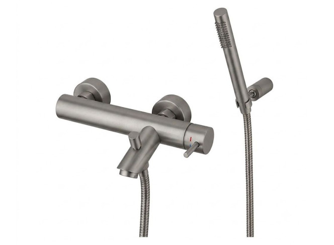 Змішувач для ванни/душу Paffoni Light з регульованим душовим гарнітуром, Mercury Grey (LIG023MG)