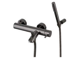 Змішувач для ванни/душу Paffoni Light з регульованим душовим гарнітуром, Black Chrome (LIG023NKN)