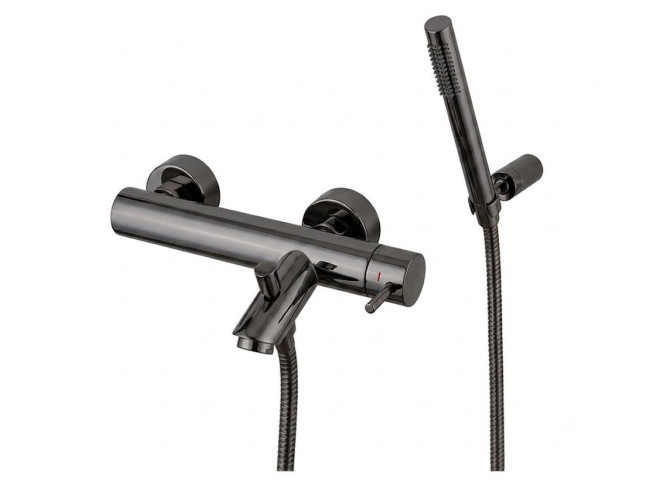 Змішувач для ванни/душу Paffoni Light з регульованим душовим гарнітуром, Black Chrome (LIG023NKN)