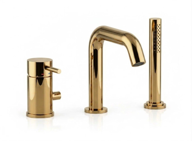 Змішувач для ванни Paffoni Light MAX FLOW на 3 отвори, Honey Gold (LIG045HG)