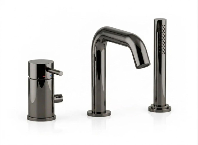 Змішувач для ванни Paffoni Light MAX FLOW на 3 отвори, Black Chrome (LIG045NKN)