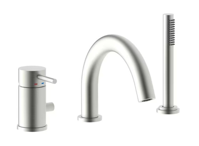 Змішувач на борт ванни Paffoni Light вилив L.230, Steel looking (LIG046ST)