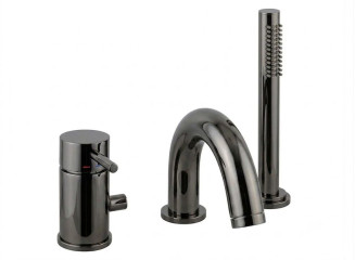 Змішувач на борт ванни Paffoni Light на 3 отвори, Black Chrome (LIG047NKN)