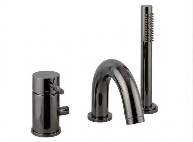 Змішувач на борт ванни Paffoni Light на 3 отвори, Black Chrome (LIG047NKN)
