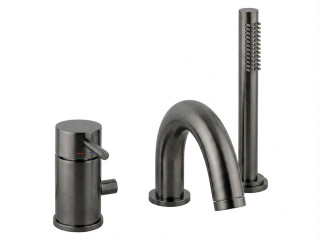 Змішувач на борт ванни Paffoni Light Max Flow на 3 виходи, Brushed Black Chrome (LIG047NKNSP)