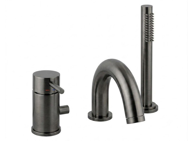 Змішувач на борт ванни Paffoni Light Max Flow на 3 виходи, Brushed Black Chrome (LIG047NKNSP)