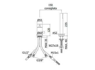 Змішувач на борт ванни Paffoni Light MAX FLOW на 2 отвори, Black Chrome (LIG048NKN)