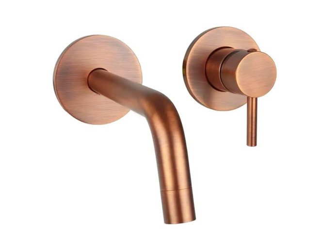 Змішувач для умивальника настінний Paffoni Light з виливом 24.8 см, Brushed Copper (LIG106RMSP70)