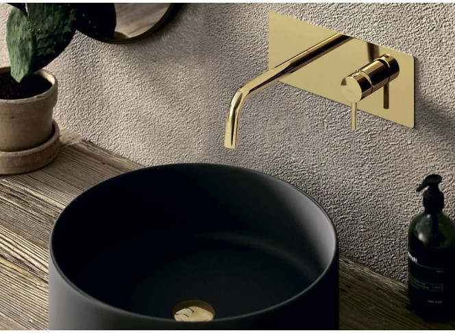 Змішувач для умивальника Paffoni Light настінний, вилив 24.8 см, Honey Gold (LIG106HG) Фото №2 - Змішувач для умивальника Paffoni Light настінний, вилив 24.8 см, Honey Gold (LIG106HG)