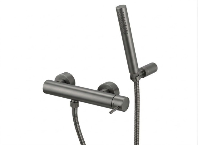 Змішувач для душу Paffoni Light з душовим гарнітуром, Mercury Grey (LIG168DMG)