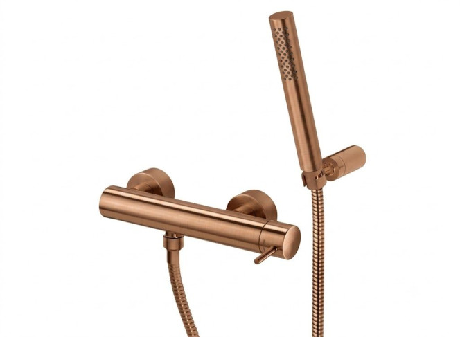 Змішувач для душу Paffoni Light з душовим гарнітуром, Brushed Copper PVD (LIG168DRASP)