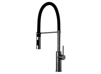 Змішувач для кухні Paffoni Light Professional з поворотним виливом, Black Chrome/Matt Black (LIG179NKNNO)