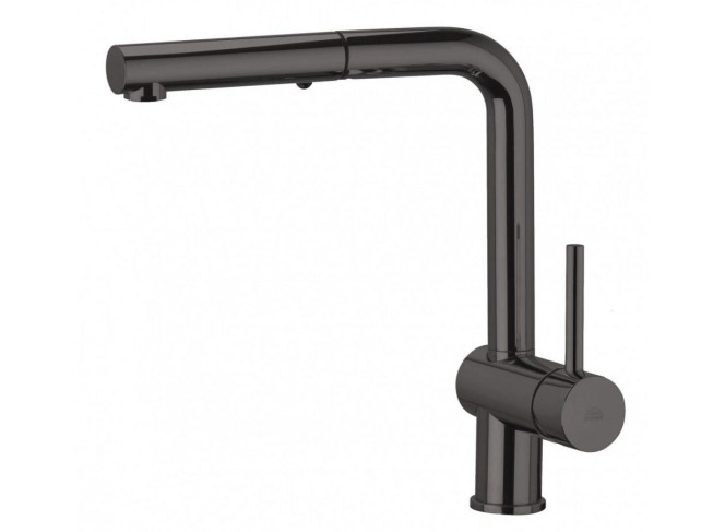 Змішувач для кухні Paffoni Light з поворотним/витяжним виливом, Black Chrome (LIG285NKN-MET)