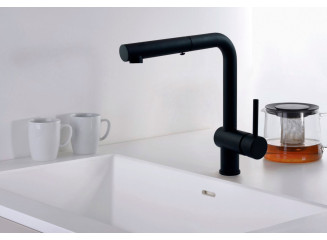Змішувач для кухні Paffoni Light з поворотним/витяжним виливом, Black Chrome (LIG285NKN-MET)
