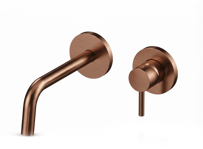 Змішувач для умивальника настінний Paffoni Light, вилив 178 мм, Brushed Copper PVD (LIGBOX105RASP70)