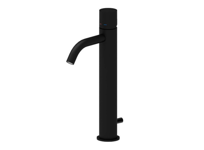 Змішувач для умивальника Paffoni Light, високий, з донним клапаном, Matt black (LIGX085NO)