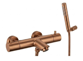 Фото - Змішувач термостатичний для ванни/душу Paffoni Light з ручним душем, Brushed Copper PVD (LIQ023RASP)