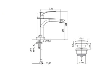 Змішувач для умивальника Paffoni Lime з донним клапаном Clic-Clac, Chrome (LM071KCR)