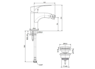 Змішувач для біде Paffoni Lime з донним клапаном Clic-Clac, Chrome (LM131KCR)